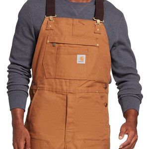 Carhartt R41 BROWN Duck Zip to thigh Bib Overalls QUILT LINED insulated 44x32